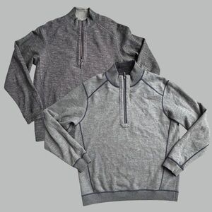 TOMMY BAHAMA Reversible 1/4 Zip Men's Large Heather Gray Ribbed Sweatshirt